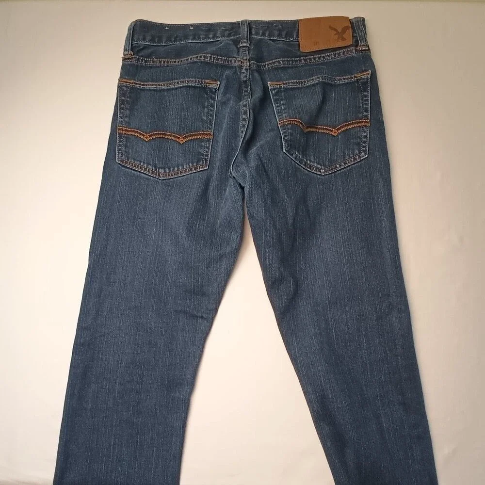 American Eagle Mens Slim Fit Dark Wash Denim Jeans Size 29/30 Blue Stretch